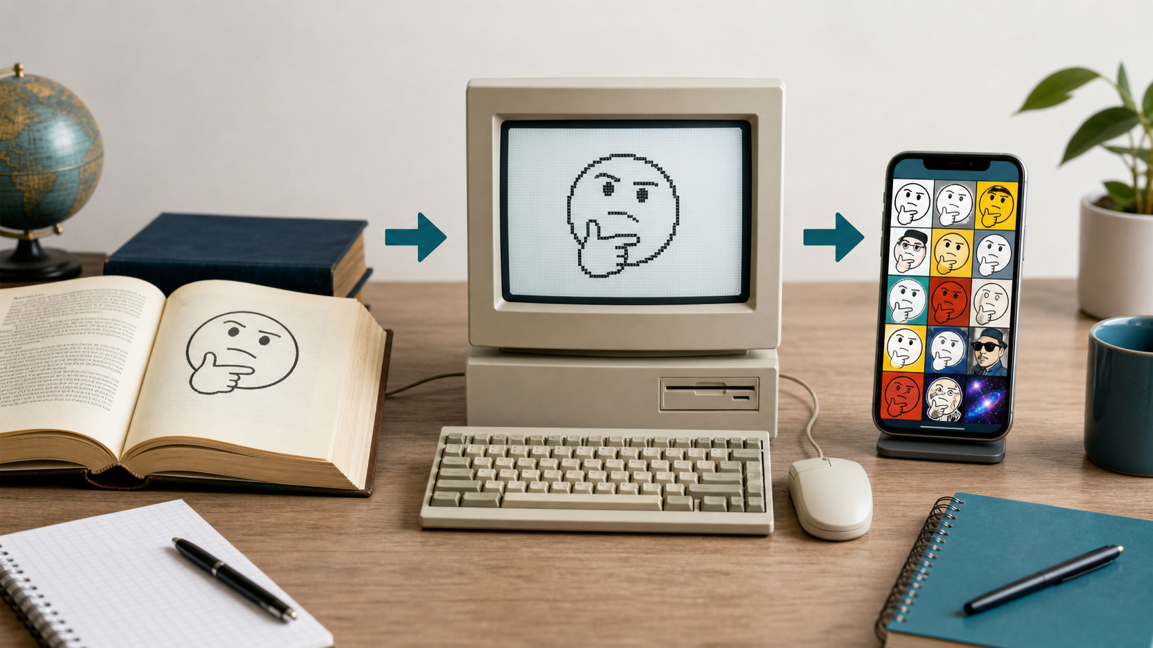 Evolución visual desde una idea impresa hasta sus variaciones digitales